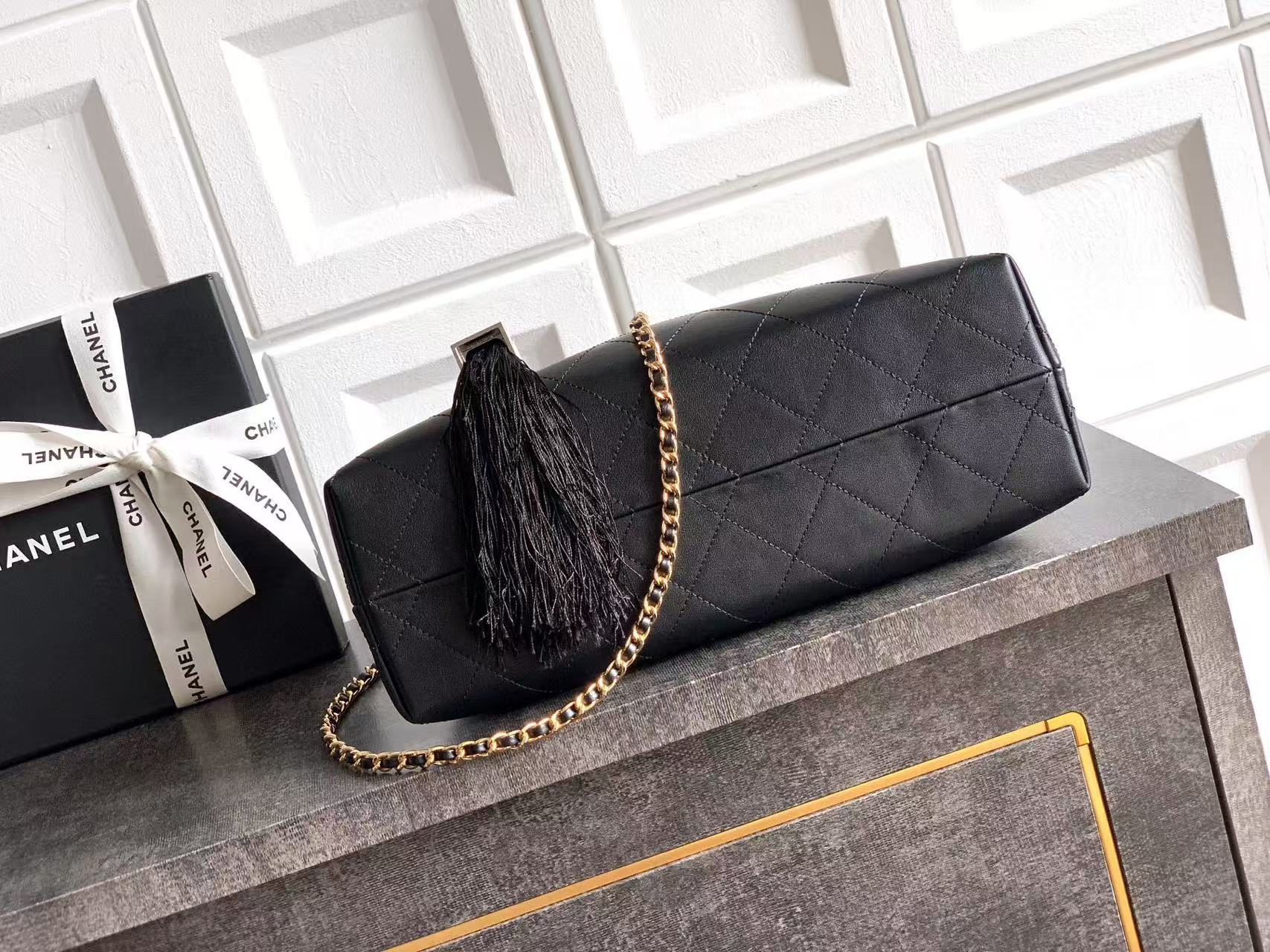 Chanel 2026 Hobo Bag 32cm Black Calfskin Leather