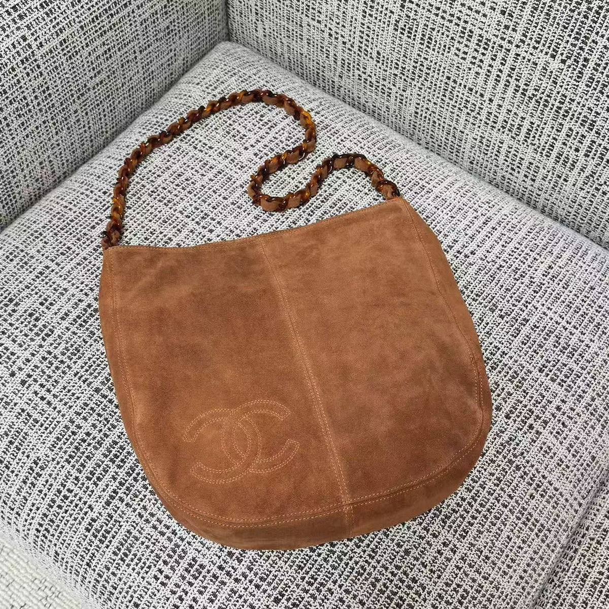 Chanel 2026 Shoulder Bag 33cm Brown Suede
