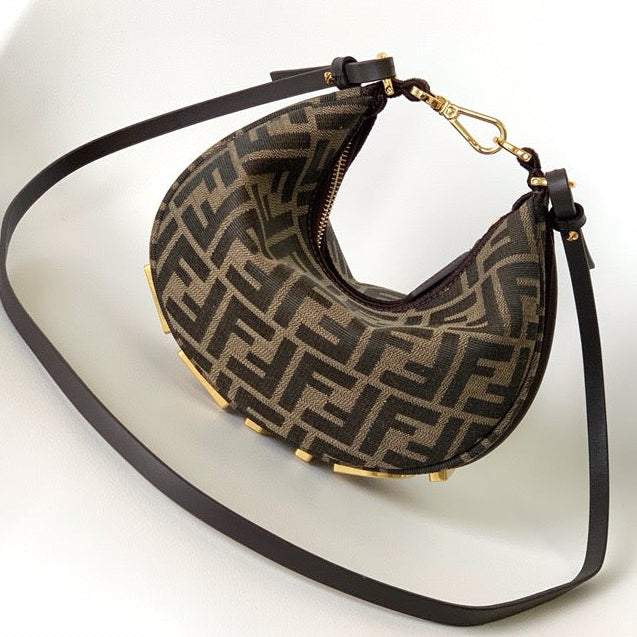 Fendi 2026 Fendigraphy Bag 20cm Brown Fabric Leather