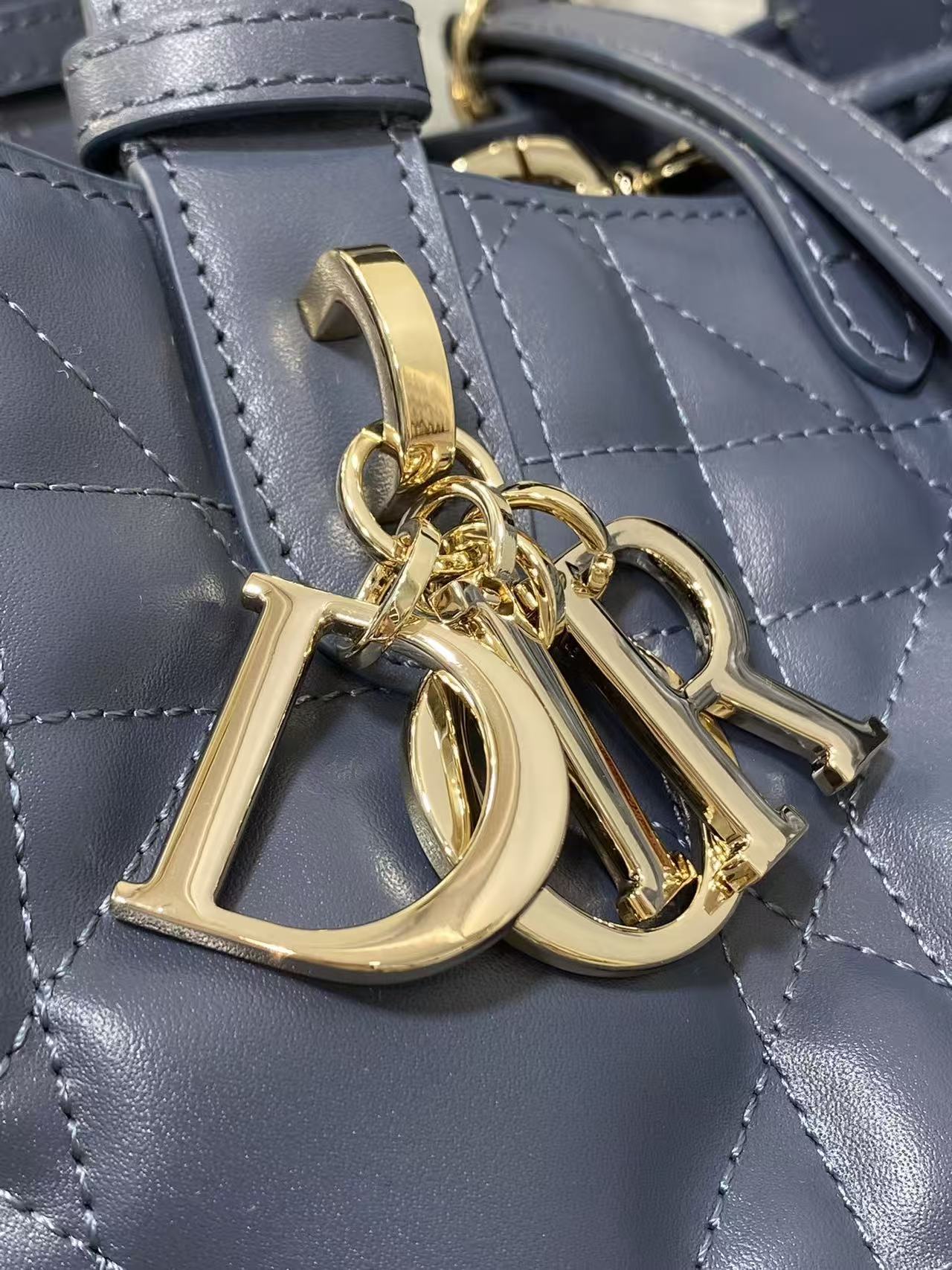 Dior 2026 Toujours Bag 28.5cm Macrocannage Blue Calfskin