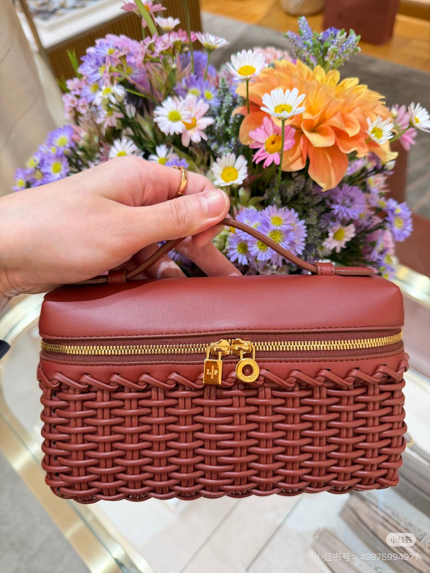 Loro Piana 2026 Extra Pocket 20cm Rust Brown Calfskin
