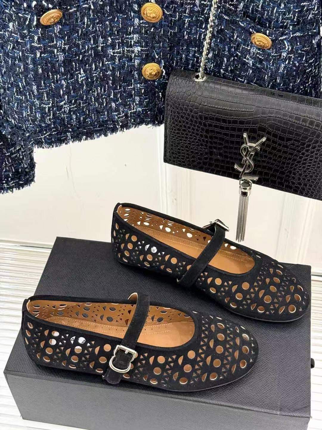 Alaia 2026 Ballet Flat Black Suede