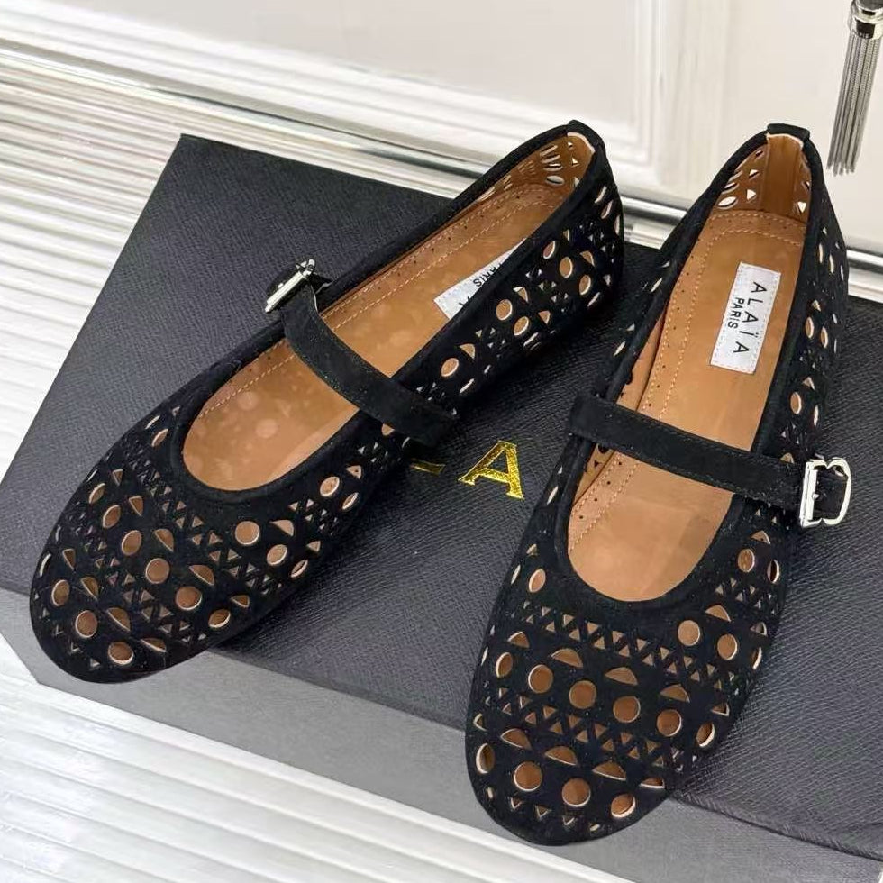 Alaia 2026 Ballet Flat Black Suede