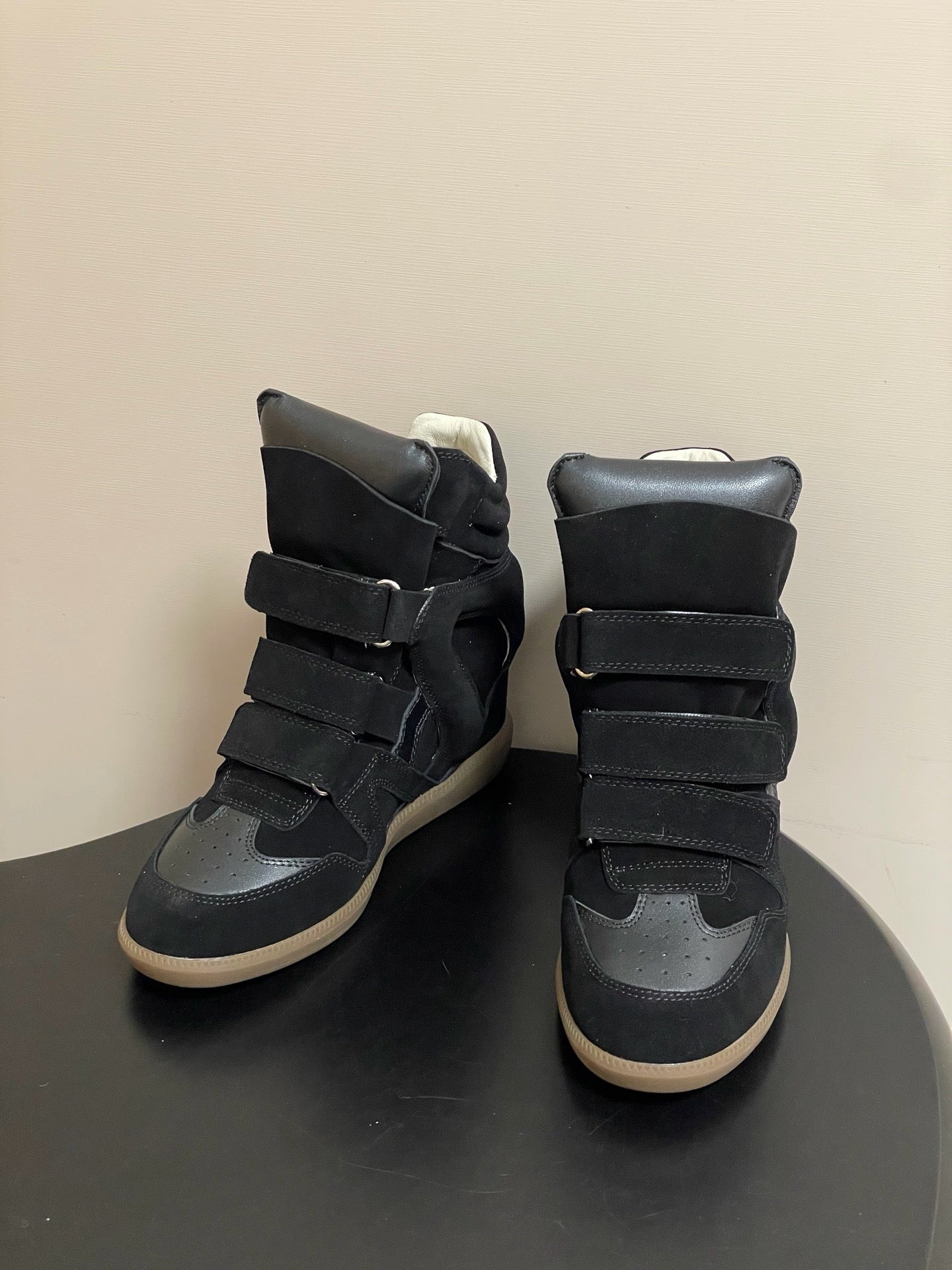 Isabel Marant 2026 Bekett Wedge Sneakers Black Suede Leather 534939