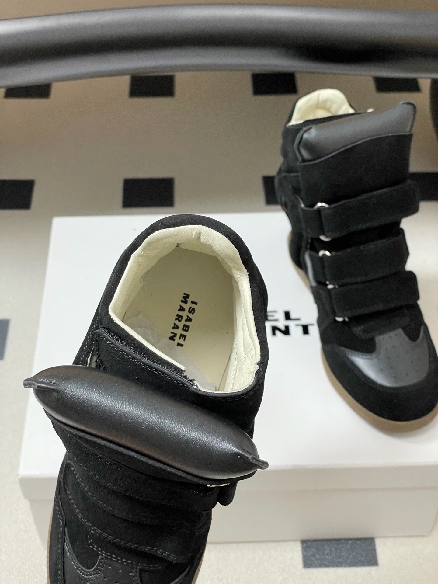Isabel Marant 2026 Bekett Wedge Sneakers Black Suede Leather 534939