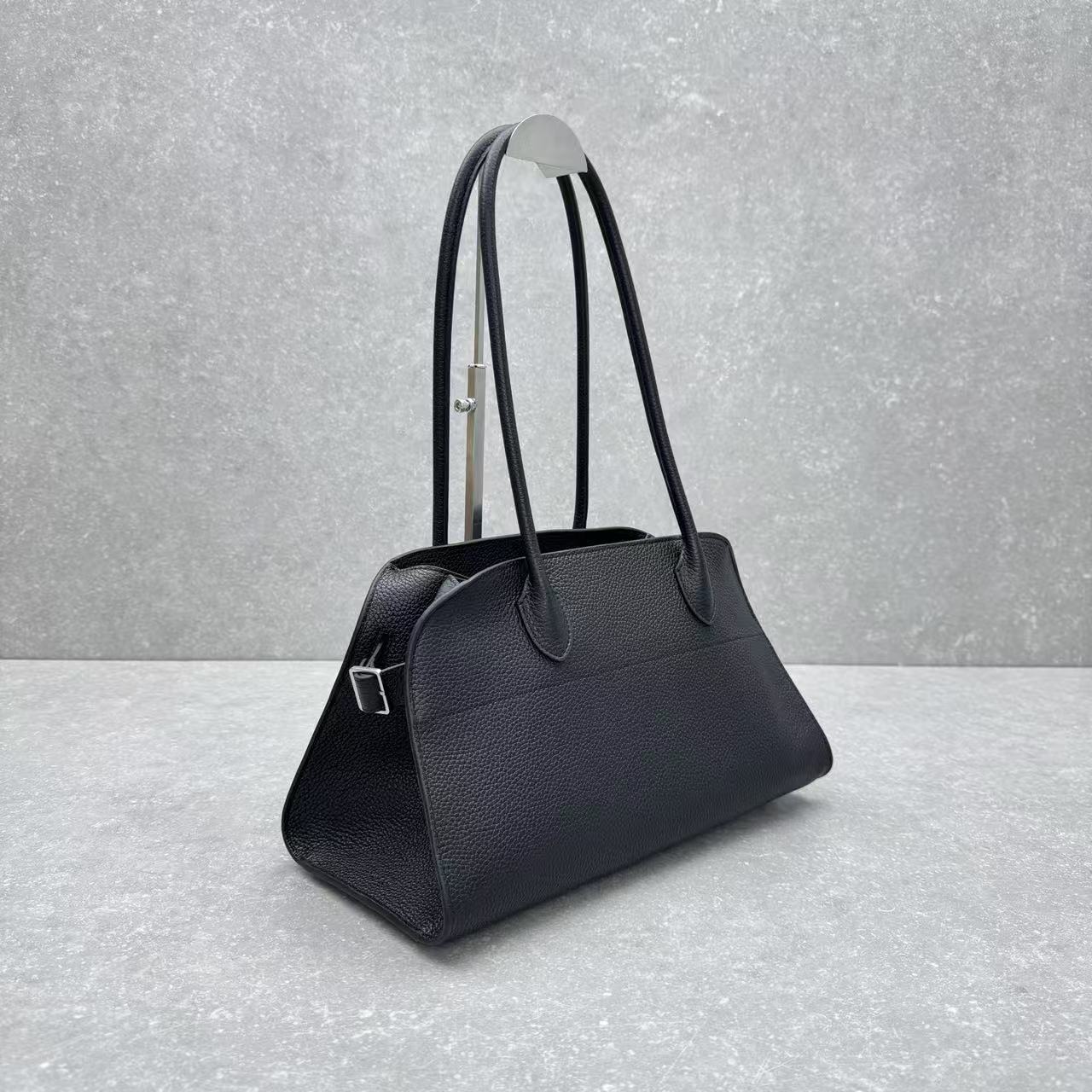 The Row 2026 Margaux Shoulder Bag 38cm Black Calfskin