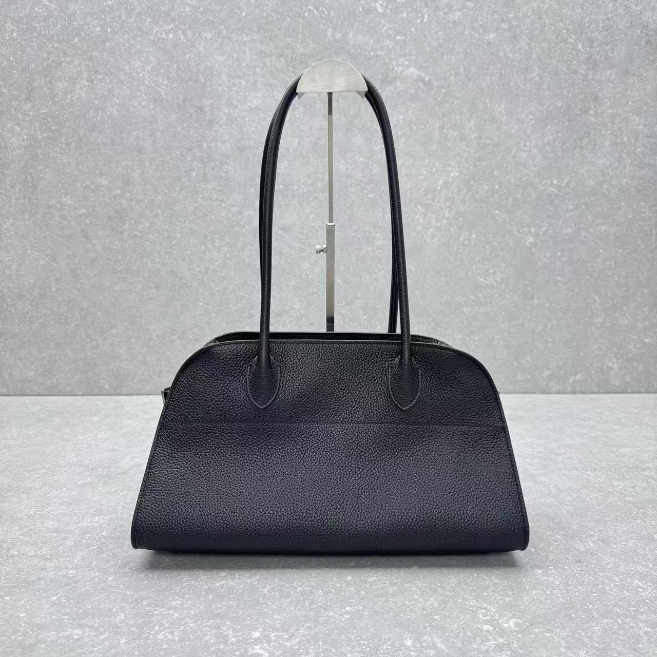 The Row 2026 Margaux Shoulder Bag 38cm Black Calfskin