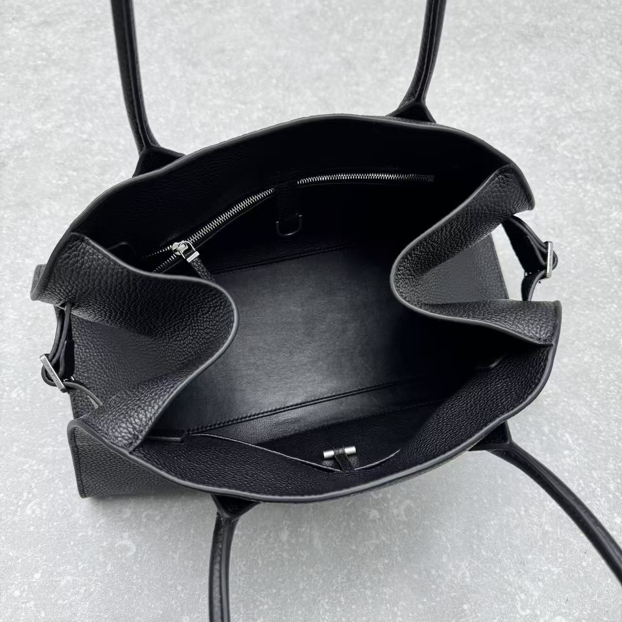 The Row 2026 Margaux Shoulder Bag 38cm Black Calfskin