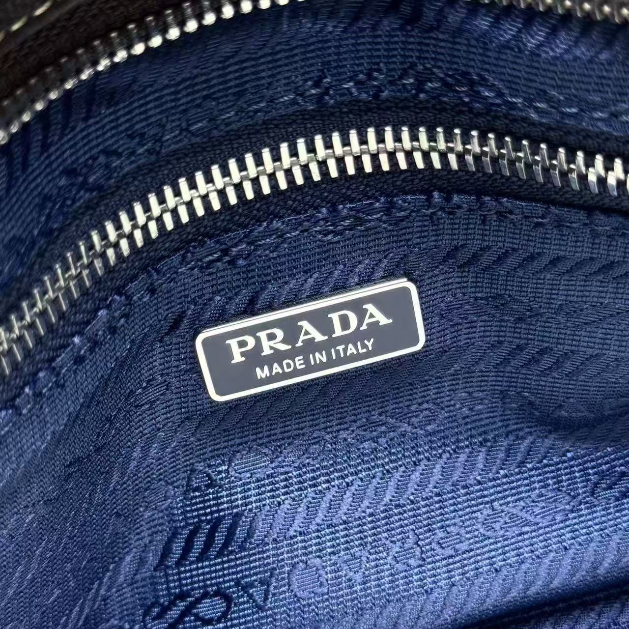 Prada 2026 Bonnie Bag 23.5cm Blue mix Chocolate Denim Leather