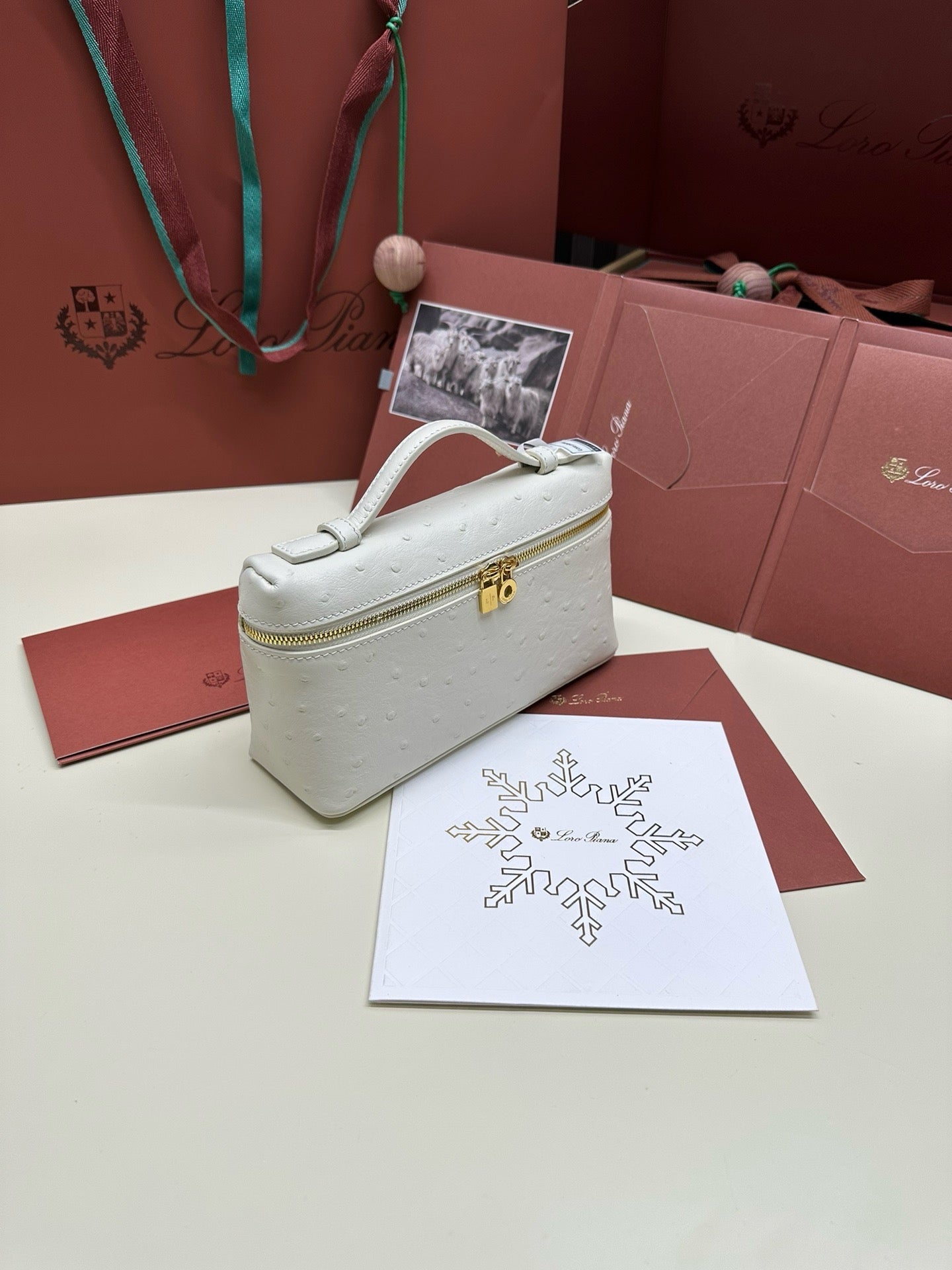 Loro Piana 2026 Extra Pocket L19 Bag White Leather With Gold Hardware