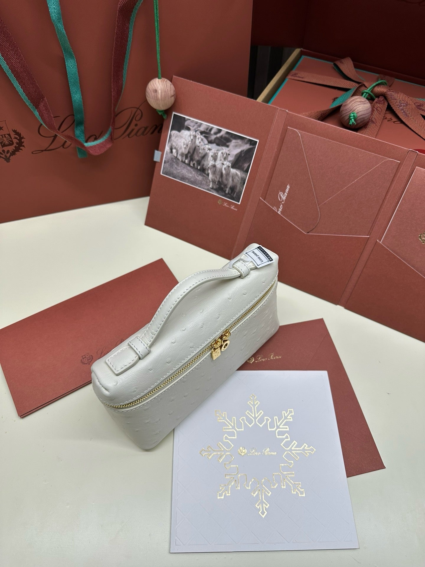Loro Piana 2026 Extra Pocket L19 Bag White Leather With Gold Hardware