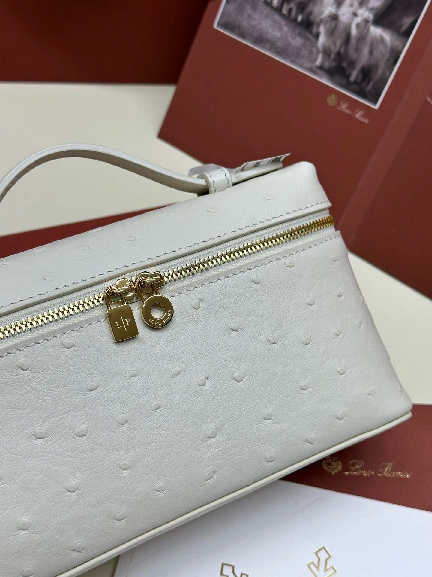 Loro Piana 2026 Extra Pocket L19 Bag White Leather With Gold Hardware