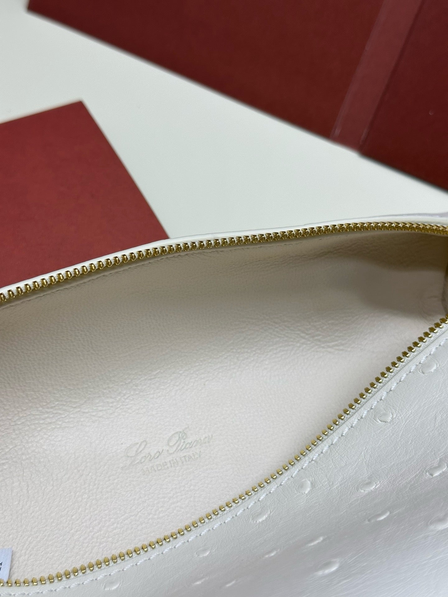 Loro Piana 2026 Extra Pocket L19 Bag White Leather With Gold Hardware