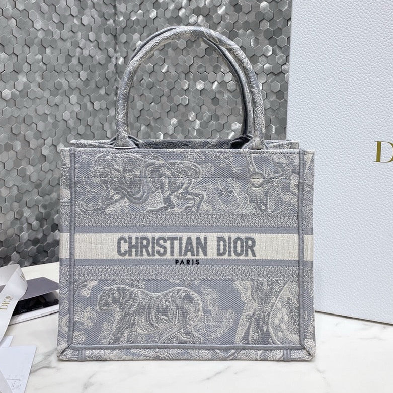 Dior 2026 Book Tote Bag 26.5cm Grey Canvas