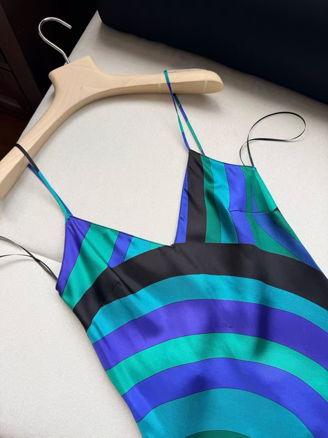 Pucci 2026 Layered Printed Maxi Dress Blue Green Purple Silk