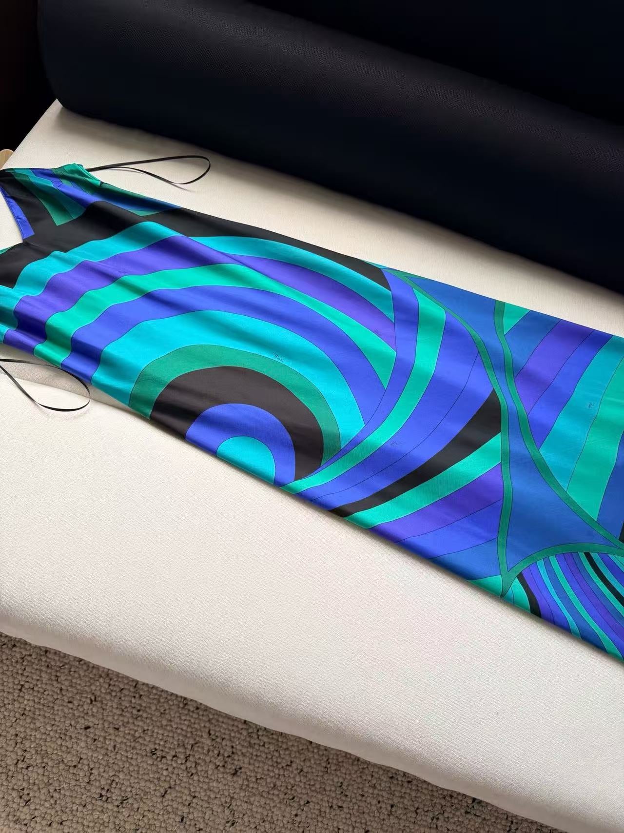 Pucci 2026 Layered Printed Maxi Dress Blue Green Purple Silk