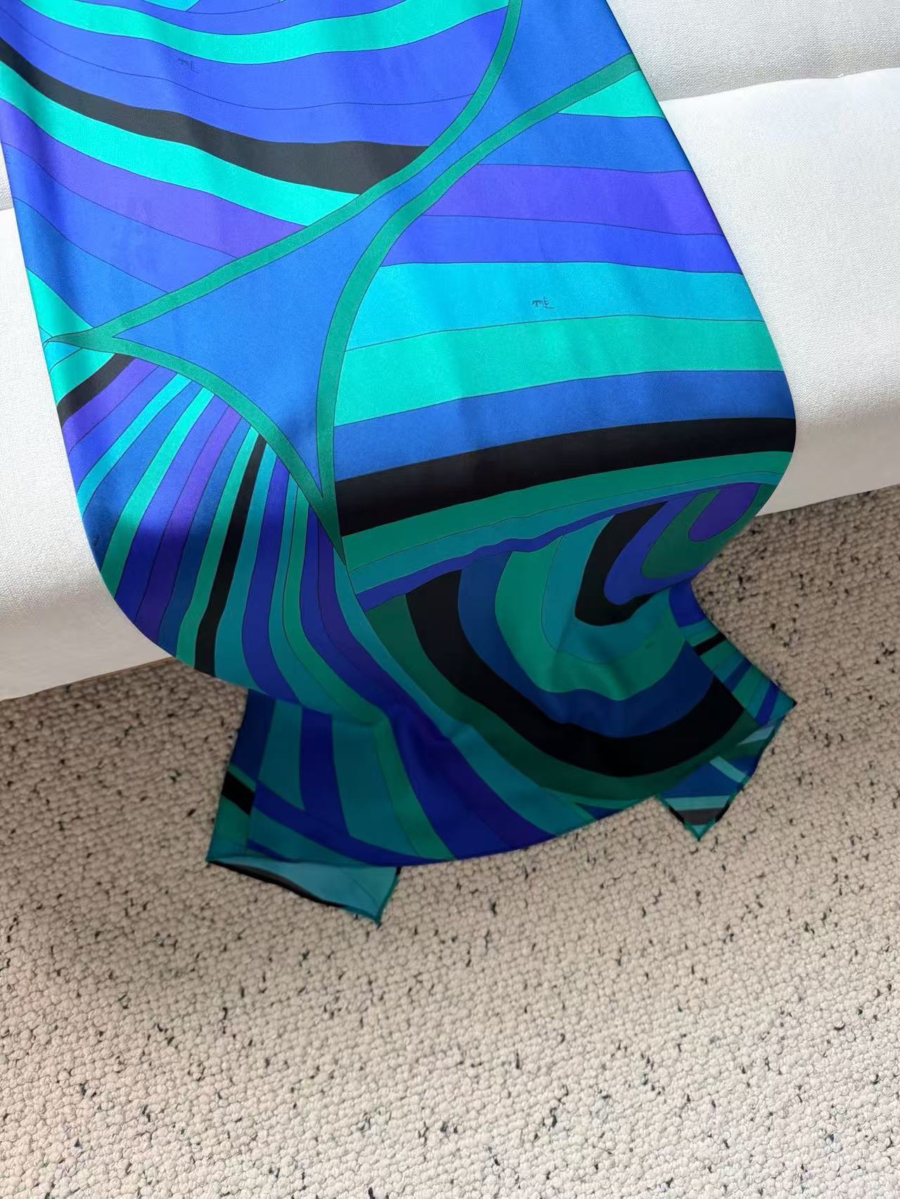 Pucci 2026 Layered Printed Maxi Dress Blue Green Purple Silk