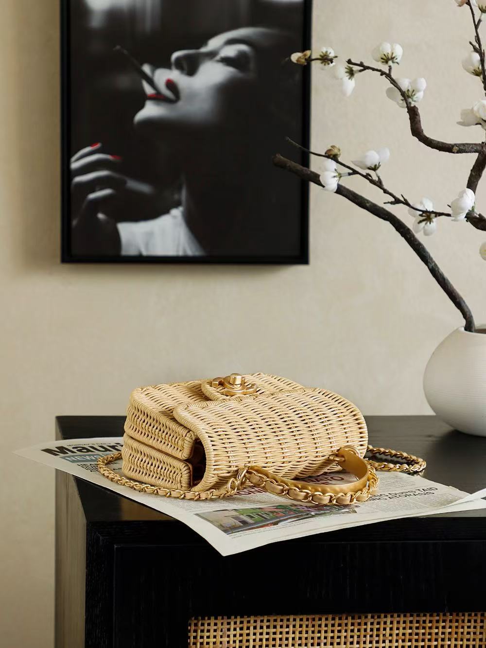 Chanel 2026 Flap Bag 18.5cm Beige Braided Rattan