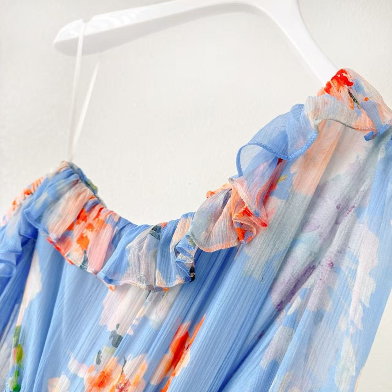 Hemant & Nandita 2026 One-shoulder Belted Romper Blue Mix Colors Linen