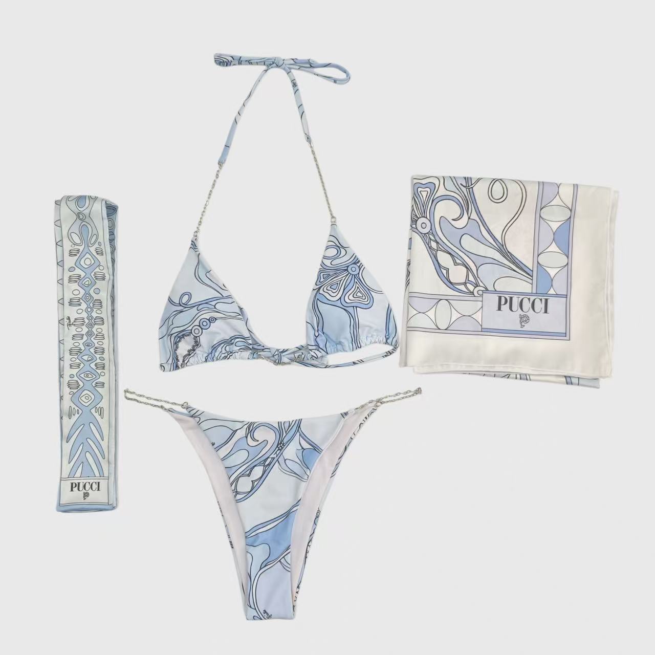 Pucci 2026 Two-piece Bikini Light Blue Linen