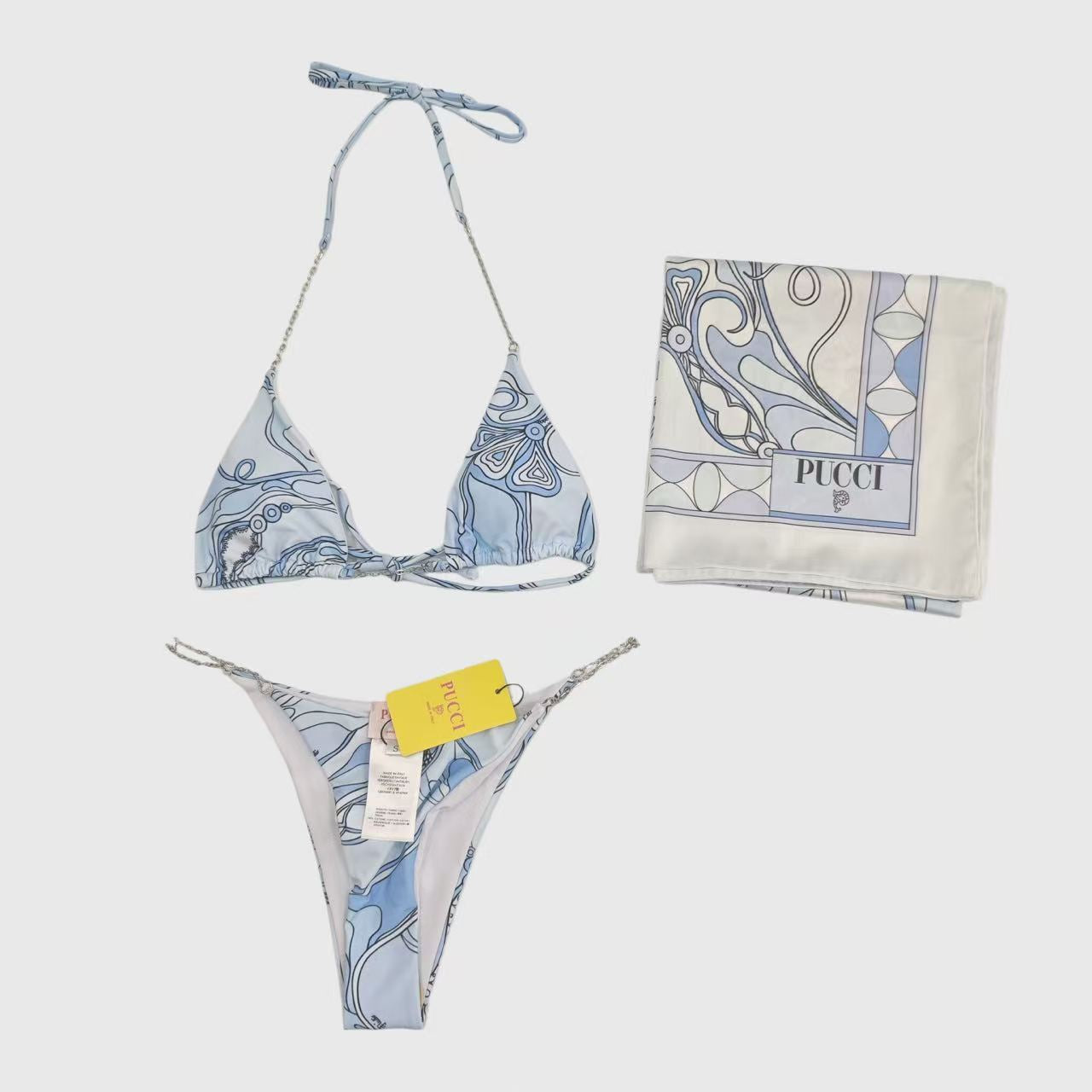 Pucci 2026 Two-piece Bikini Light Blue Linen