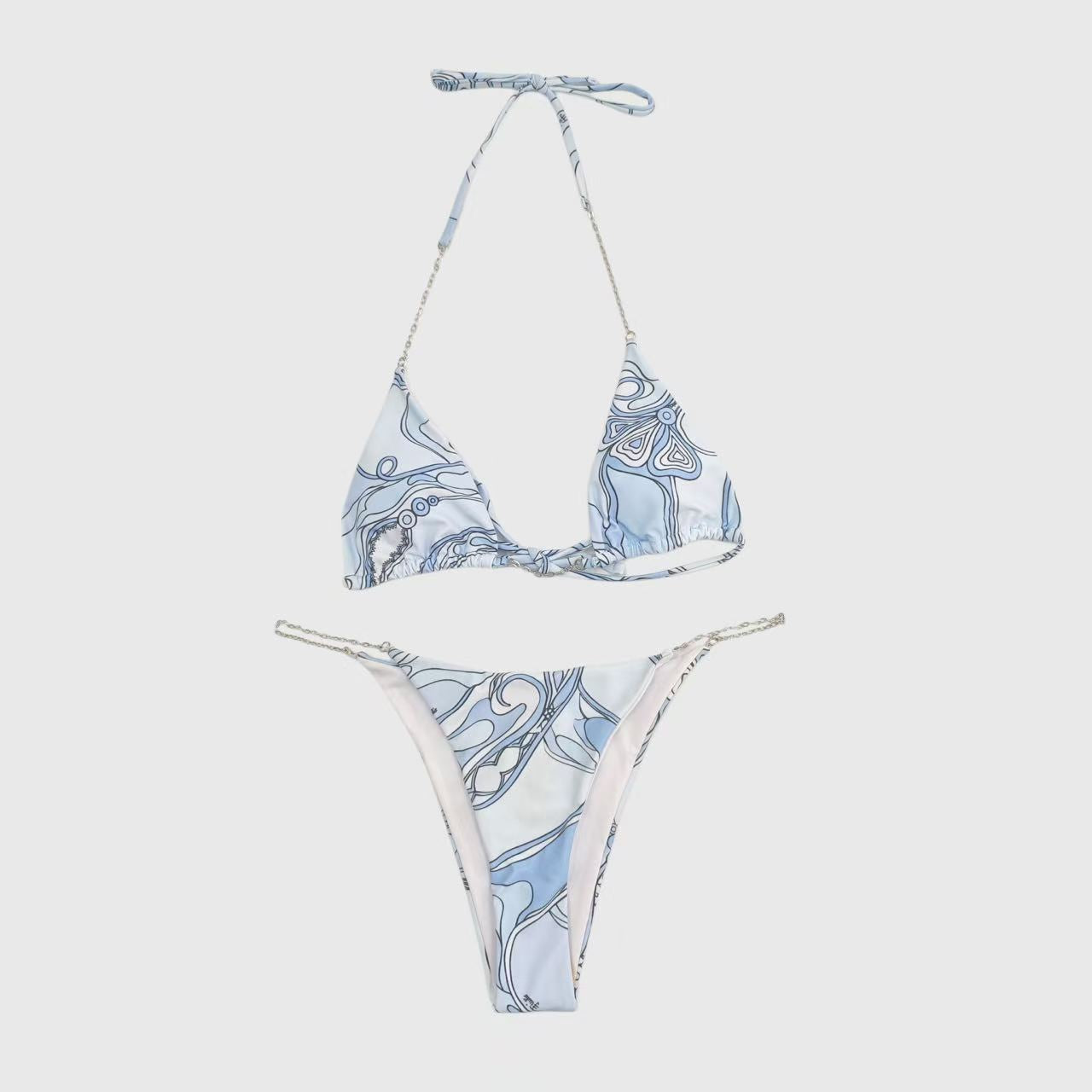 Pucci 2026 Two-piece Bikini Light Blue Linen