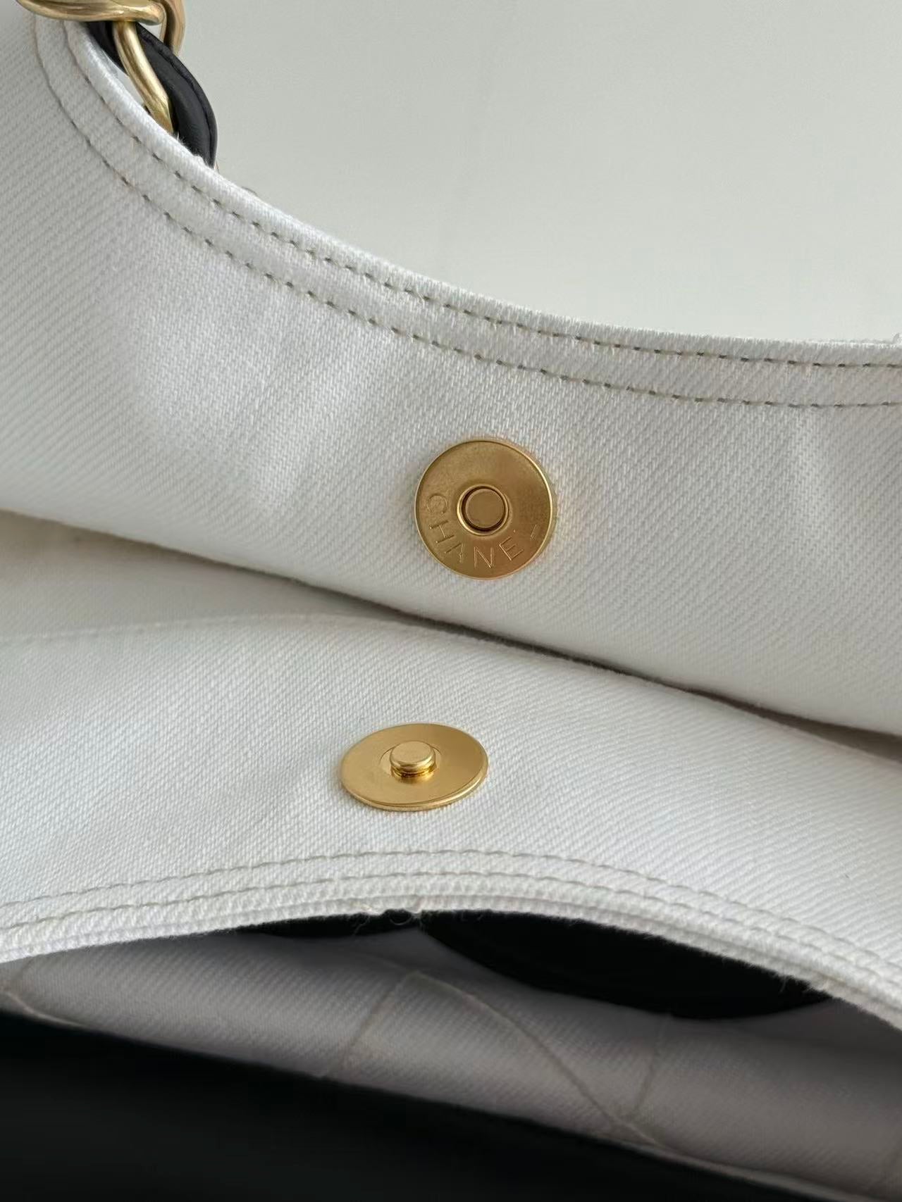 Chanel 2026 Bag 43cm White Black Denim Leather