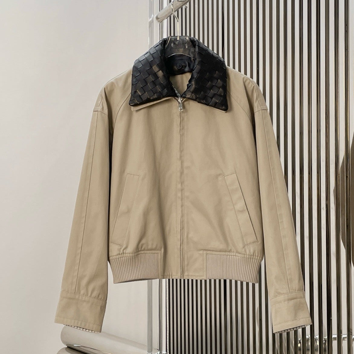 Bottega Veneta 2026 Blouson Jacket Beige Cotton