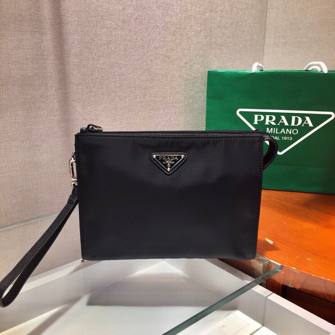 Prada 2026 Clutch 24cm Black Re-Nylon