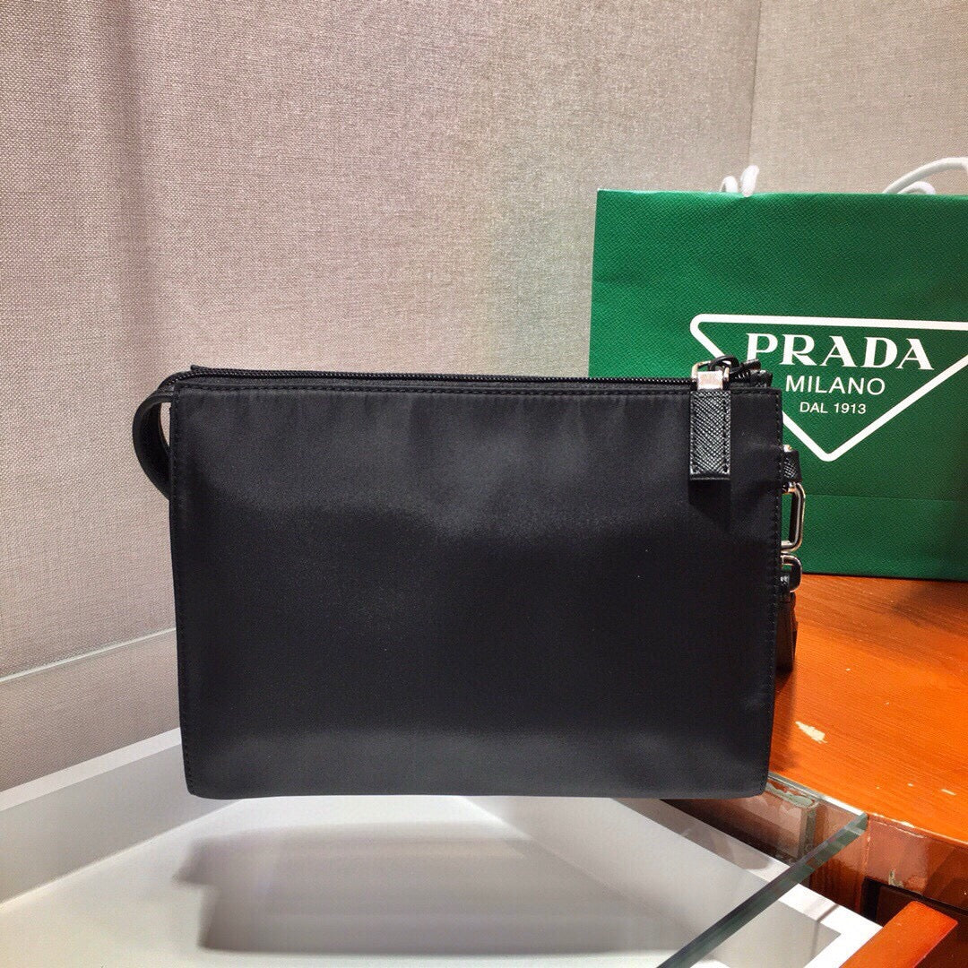 Prada 2026 Clutch 24cm Black Re-Nylon
