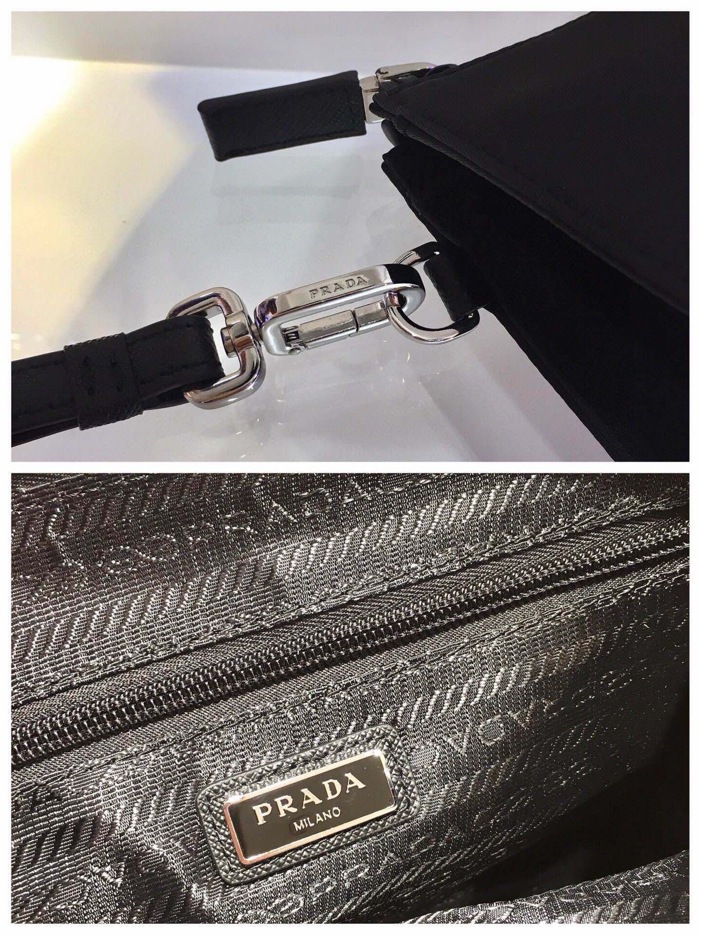 Prada 2026 Clutch 24cm Black Re-Nylon