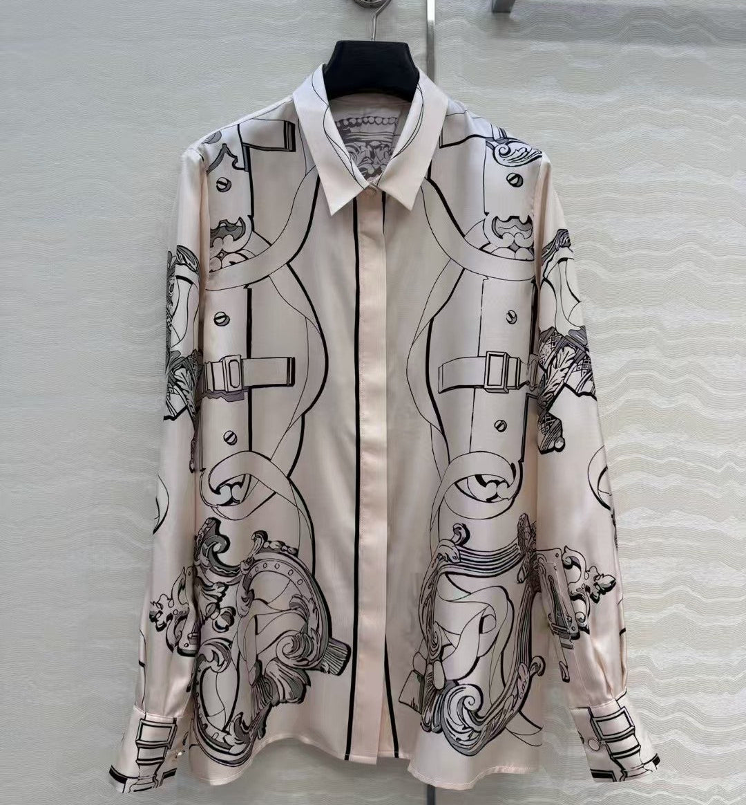 Hermes 2026 Shirt Peach mix Black Silk