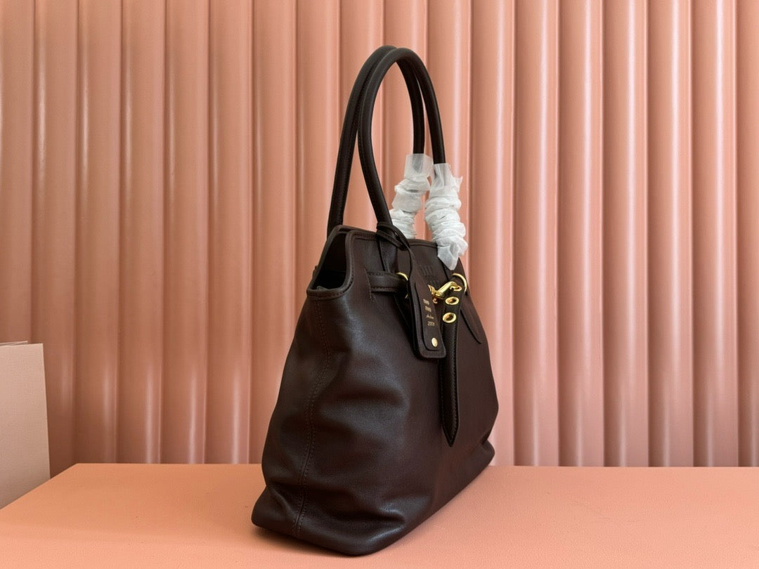 Miu Miu 2026 Aventure Bag 40cm Chocolate Brown Nappa Leather