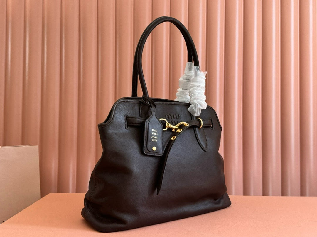 Miu Miu 2026 Aventure Bag 40cm Chocolate Brown Nappa Leather