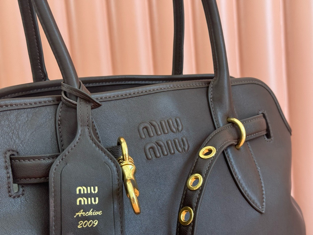 Miu Miu 2026 Aventure Bag 40cm Chocolate Brown Nappa Leather
