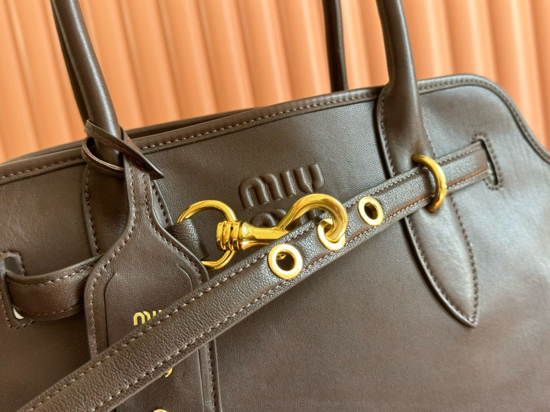 Miu Miu 2026 Aventure Bag 40cm Chocolate Brown Nappa Leather