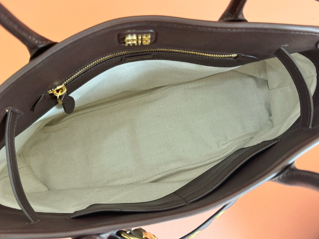 Miu Miu 2026 Aventure Bag 40cm Chocolate Brown Nappa Leather