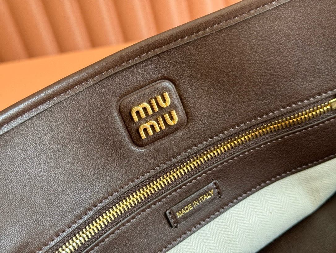 Miu Miu 2026 Aventure Bag 40cm Chocolate Brown Nappa Leather