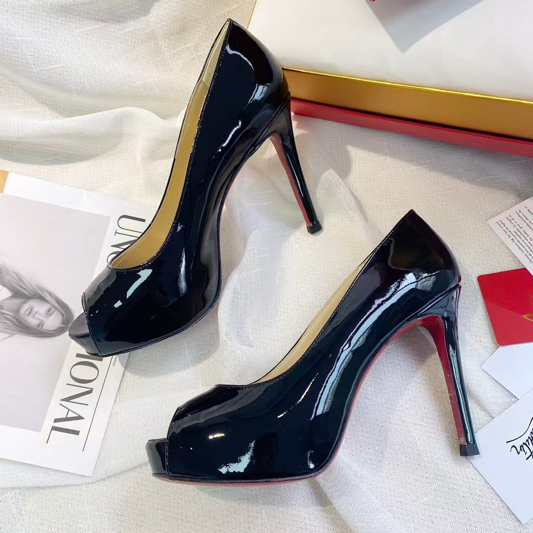 CL Very Prive 100 mm Pumps Black Red Patent Calf