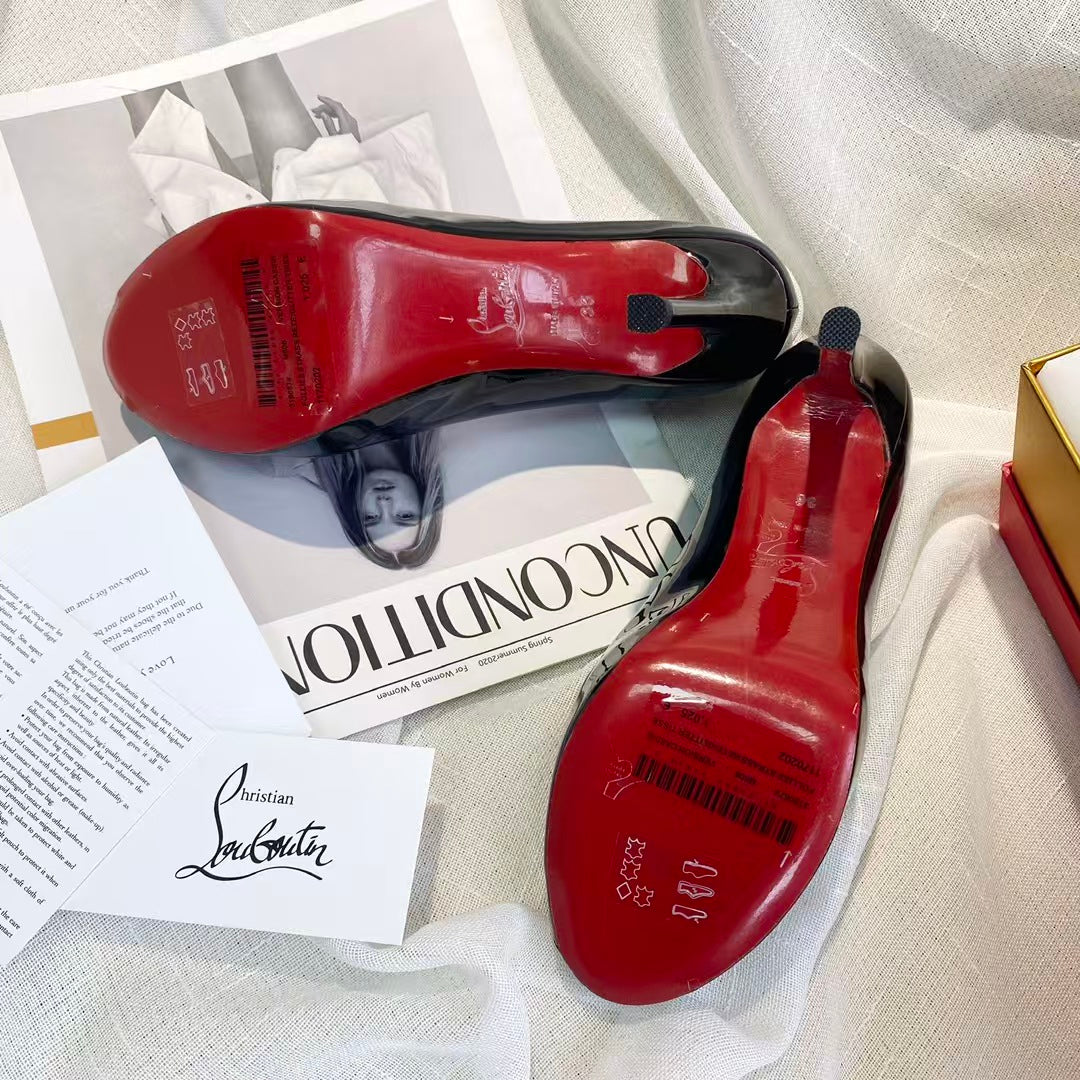 CL Very Prive 100 mm Pumps Black Red Patent Calf