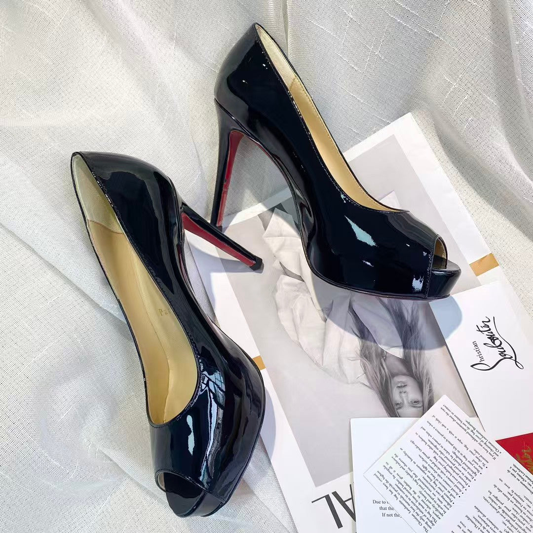 CL Very Prive 100 mm Pumps Black Red Patent Calf