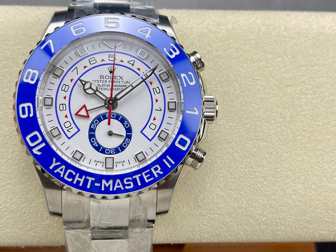 Rolex Yacht-Master II 42mm White Dial Blue Bezel Steel Bracelet