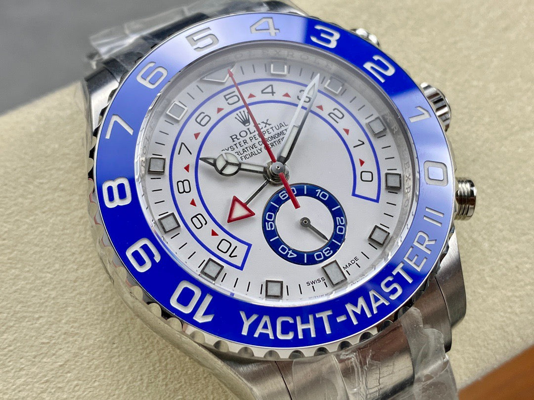 Rolex Yacht-Master II 42mm White Dial Blue Bezel Steel Bracelet
