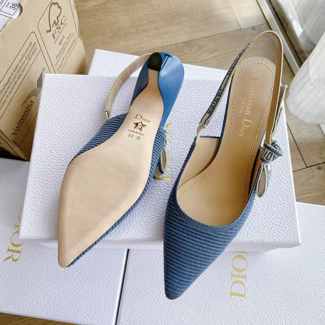 Dior 2026 J'Adior Slingback Pump Blue Fabric Sheepskin