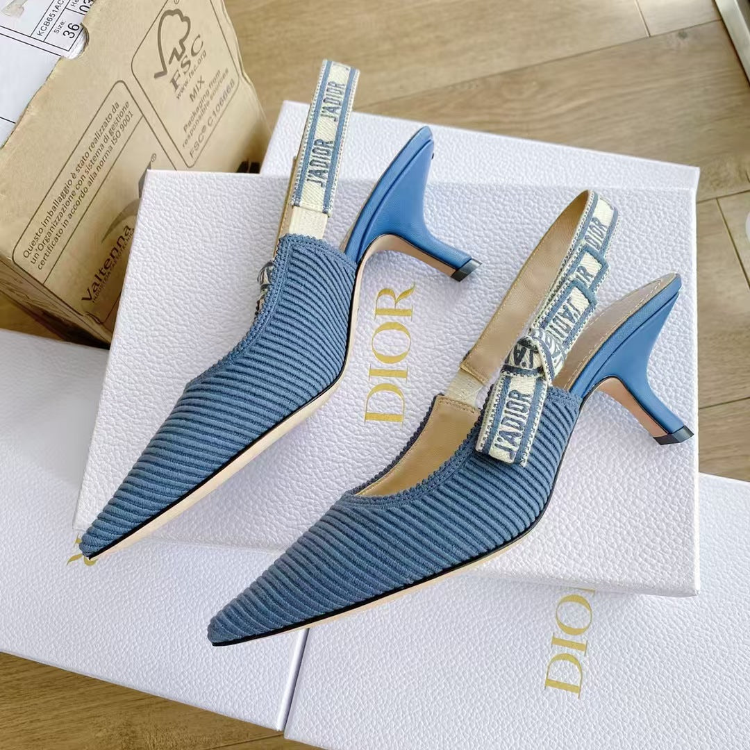 Dior 2026 J'Adior Slingback Pump Blue Fabric Sheepskin