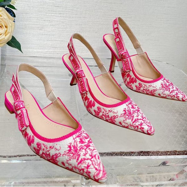 Dior 2026 J'Adior Slingback Pump Pink White Fabric Leather