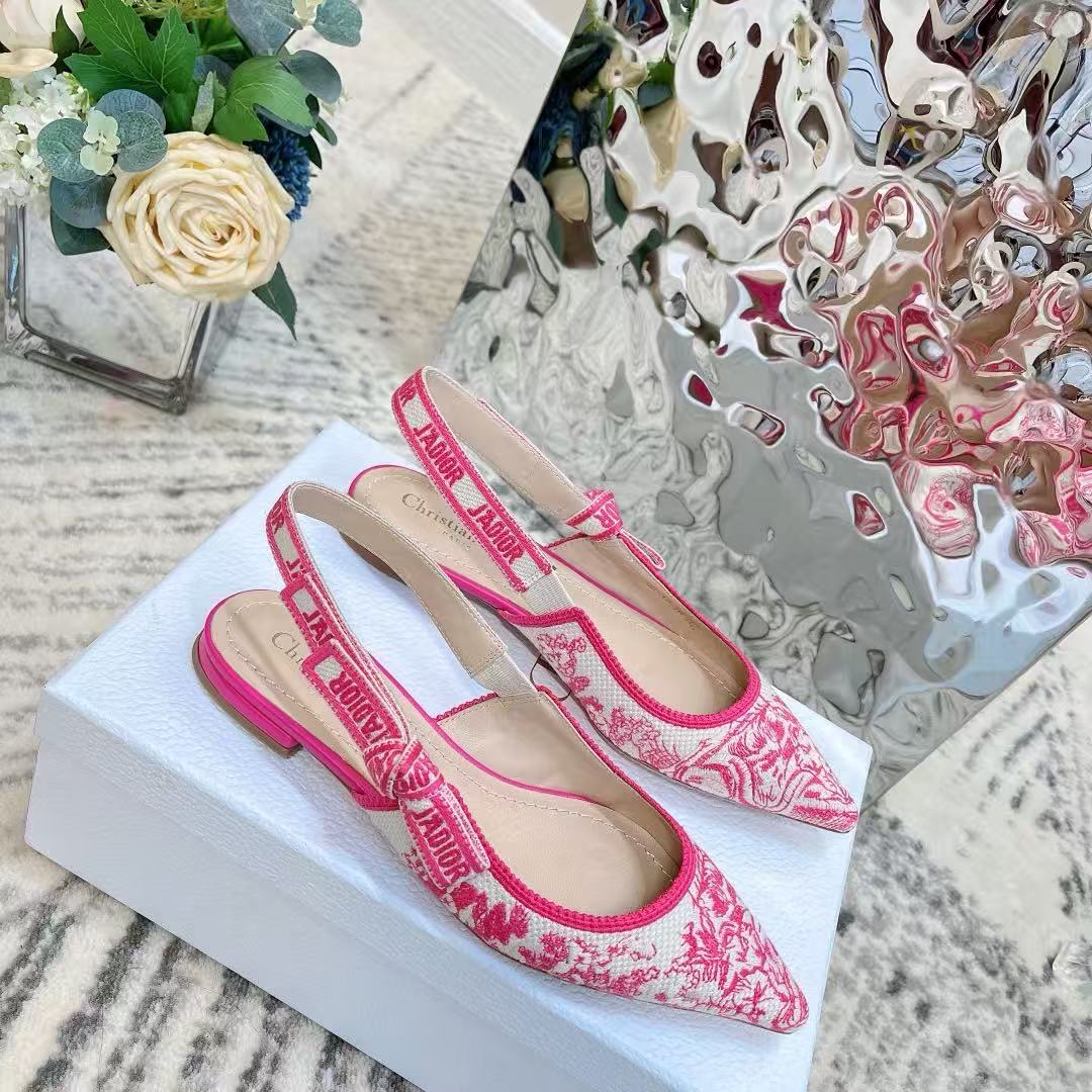Dior 2026 J'Adior Slingback Pump Pink White Fabric Leather