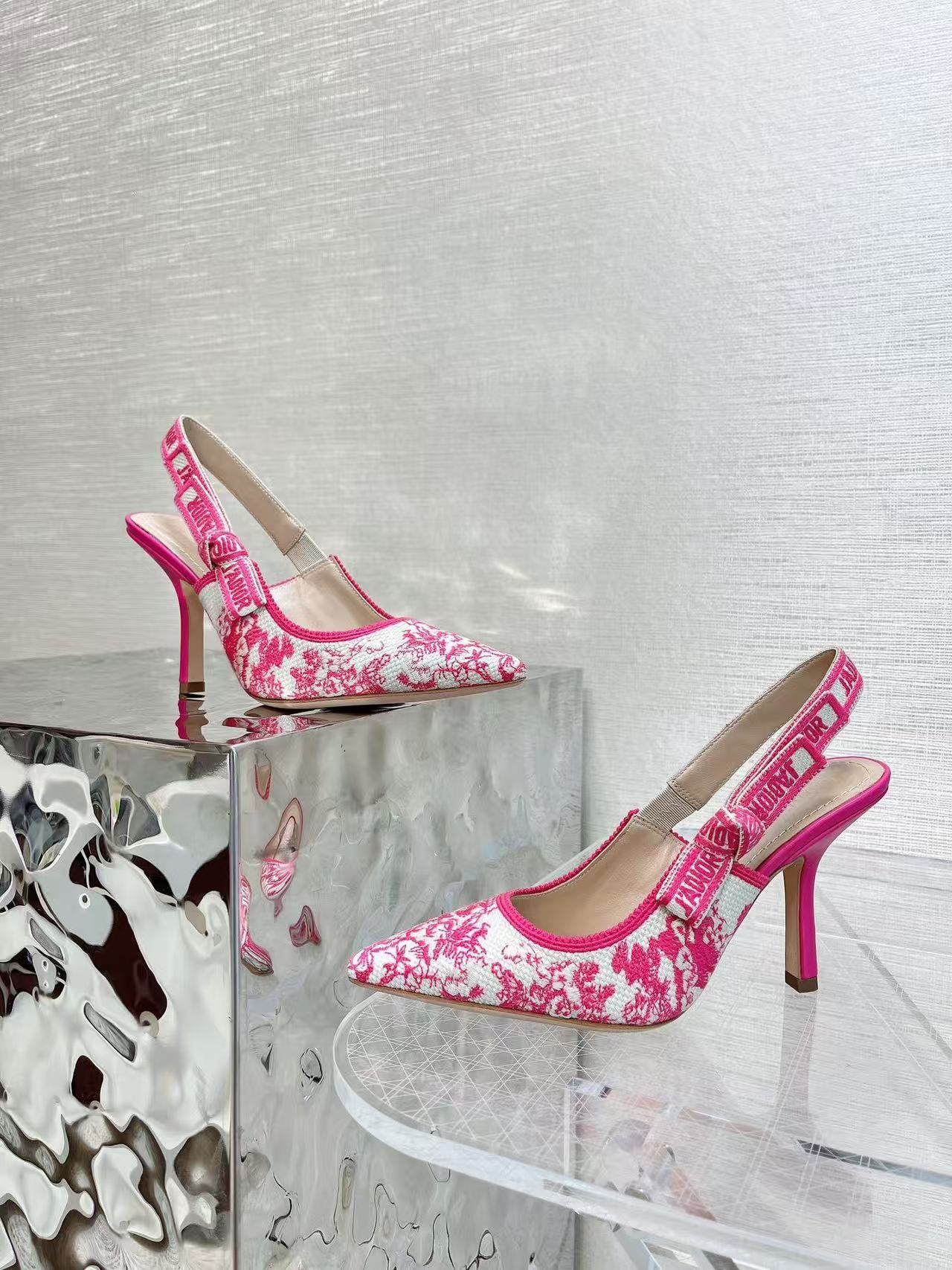 Dior 2026 J'Adior Slingback Pump Pink White Fabric Leather