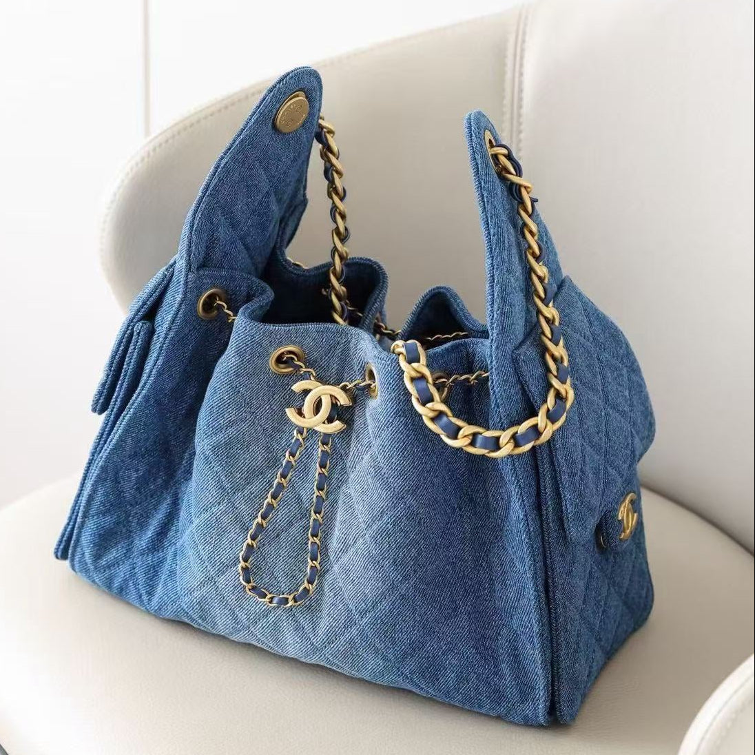 Chanel 2026 Hobo Bag 30cm Blue Denim