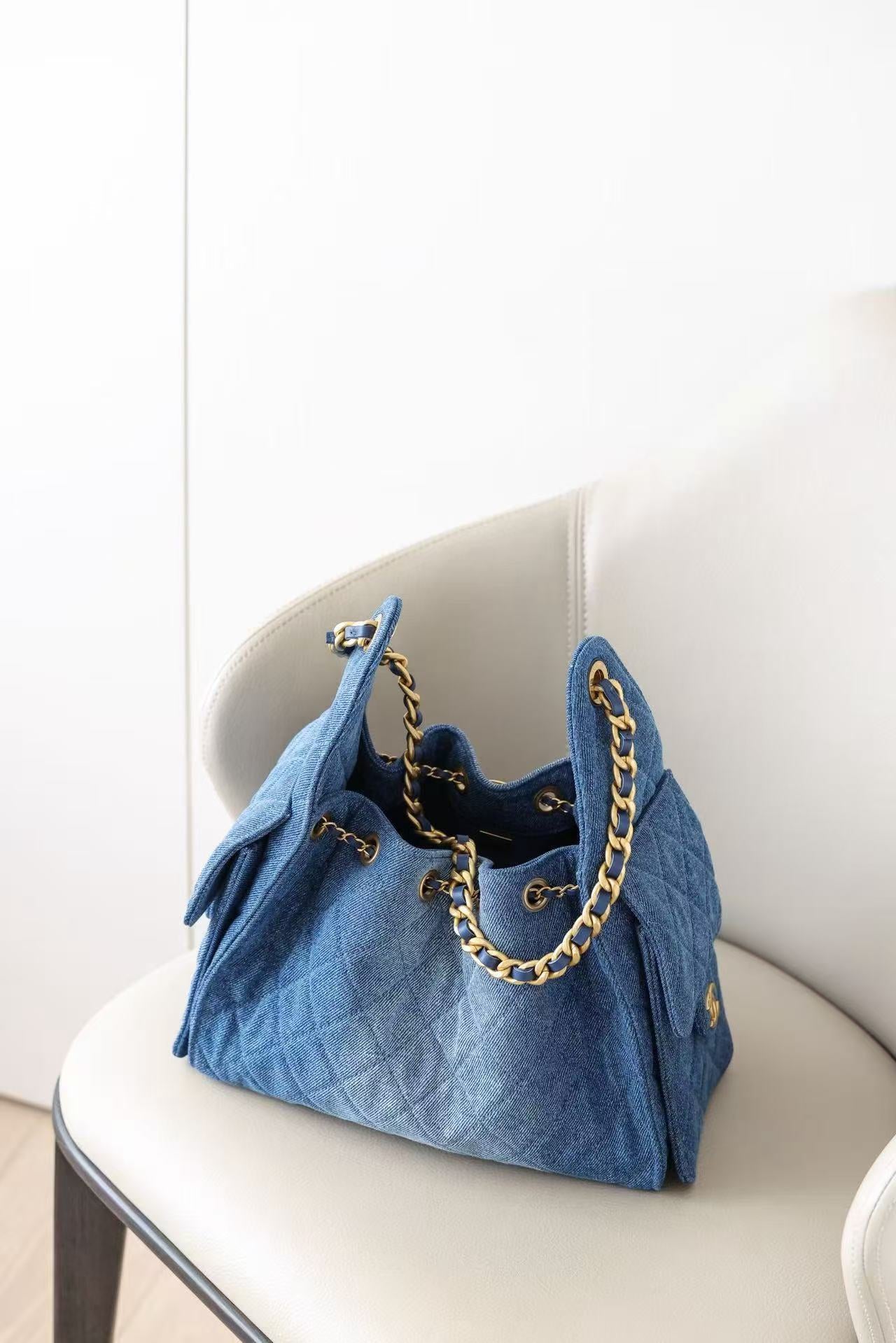 Chanel 2026 Hobo Bag 30cm Blue Denim